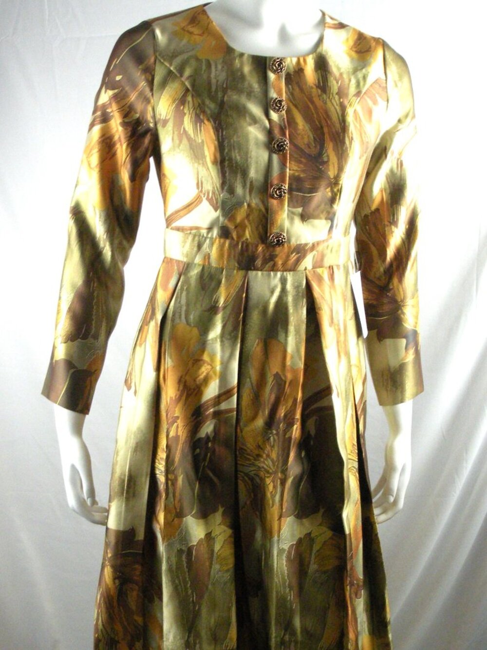 NWT Faeriesty Size S Orange Green Floral Print Long Sleeve Maxi Dress Boho Flowy